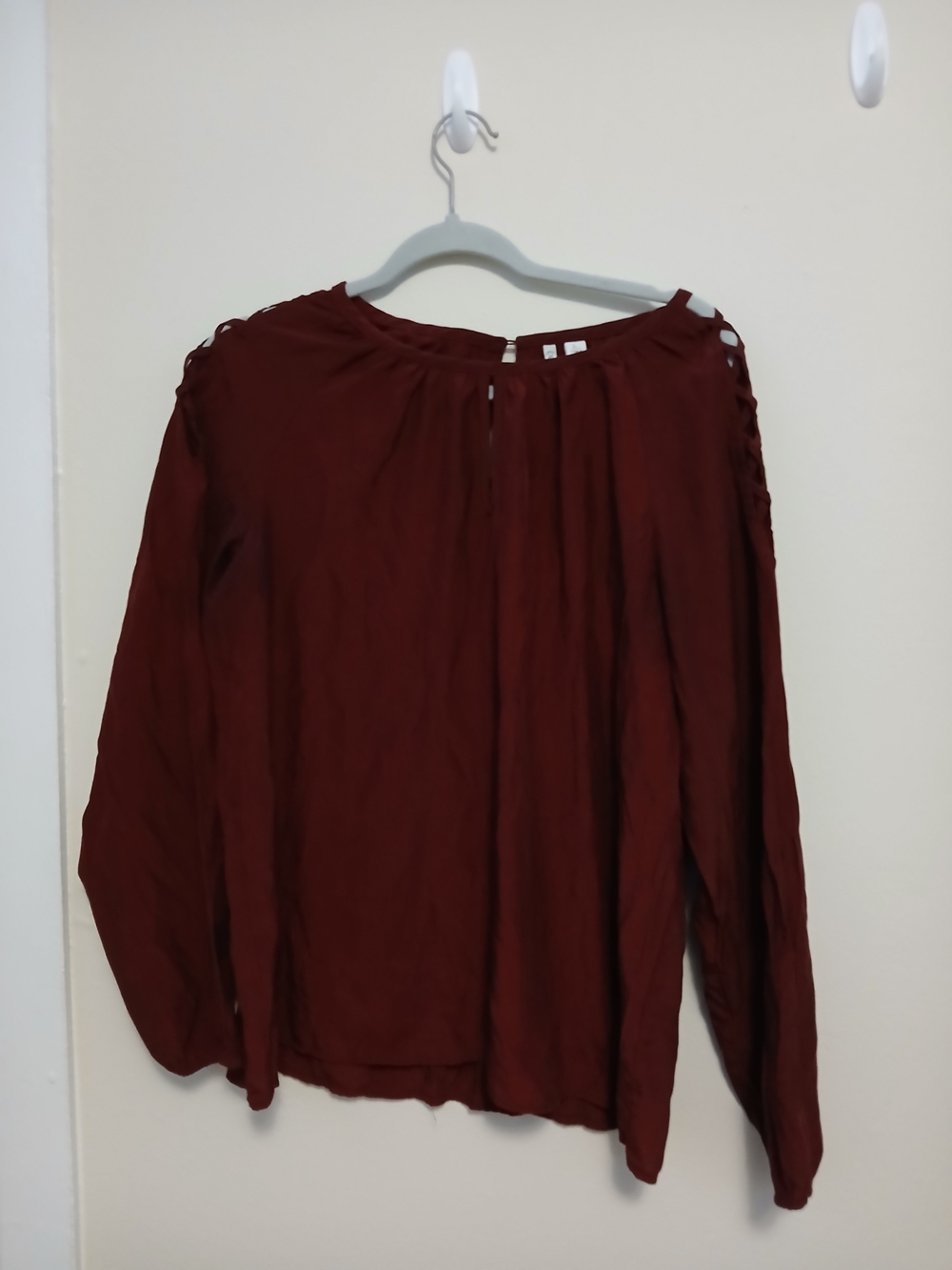 Cato Burgundy Long-Sleeve Peasant Blouse